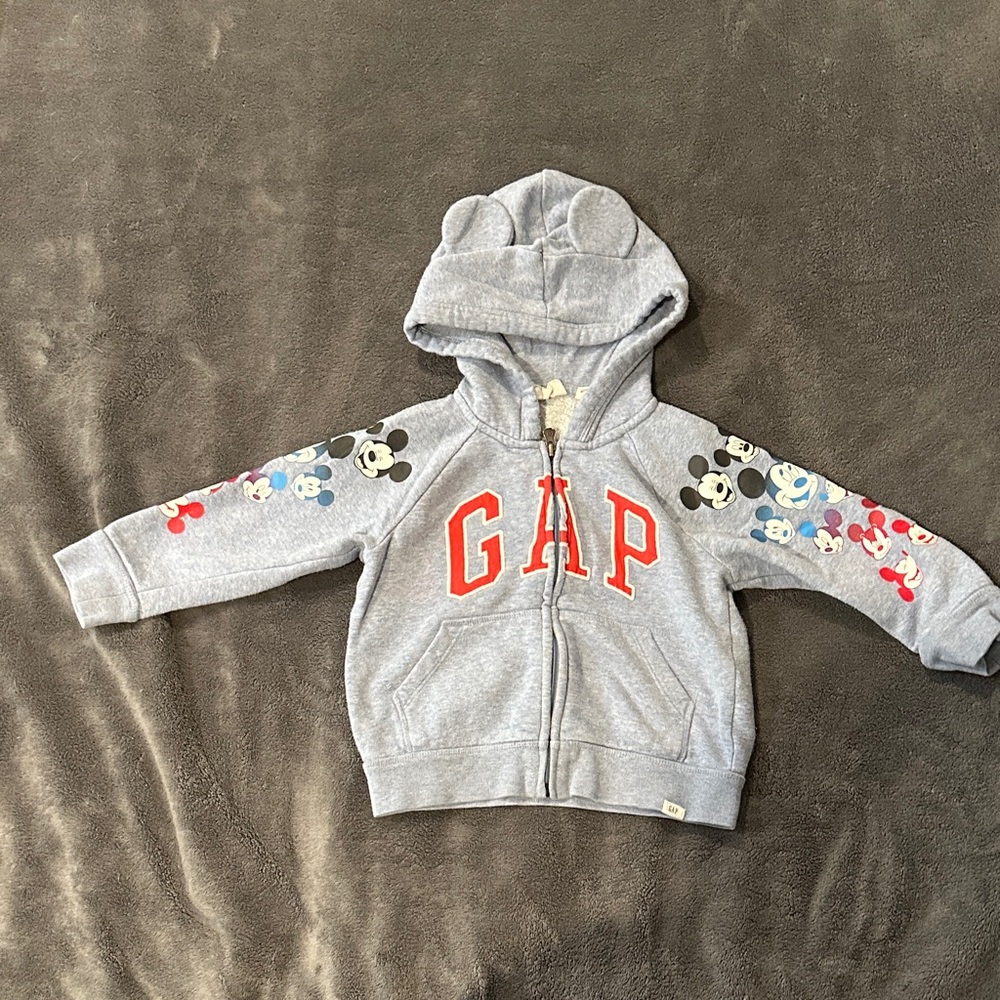 GAP Kids Light Blue Hoodie with Red Logo and Character Print